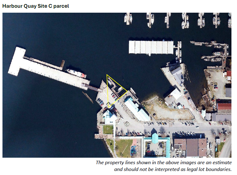 Aerial view of land parcel indicating Harbour Quay Site C